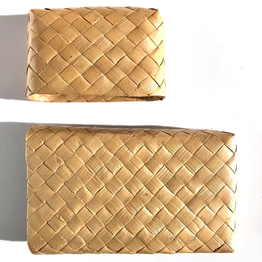 Lauhala Basket Gift Box hand woven palm leaf Hawaiian Hawaii keepsake storage